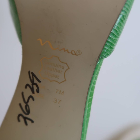 Vintage 90s green open toe mule sandal heels - Picture 7 of 7